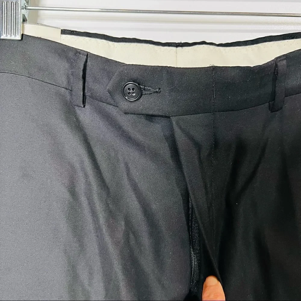 Haggar Black Label Black Pants Classic American Fit Plain Front NWT!